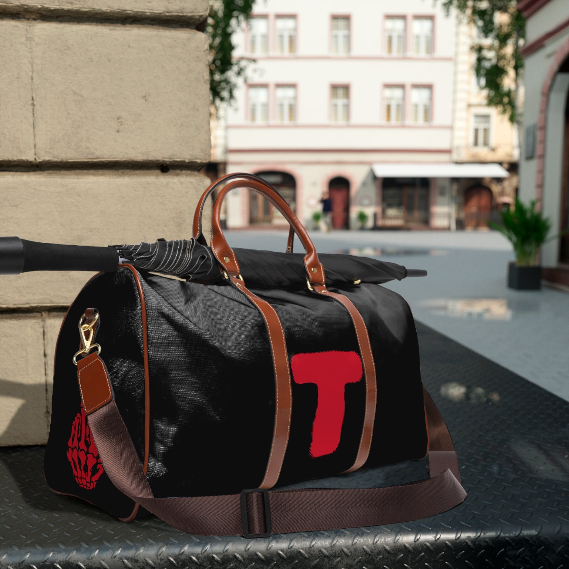 Waterproof Travel Bag - Stylish Duffel for Adventures, Gym, Weekend Getaways, Red Thunderbolt Design, Perfect Gift!